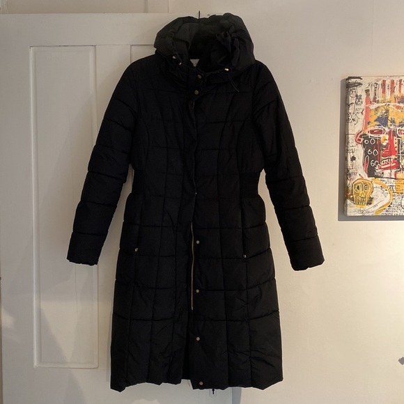 Cole Haan Signature 40" Box Quilt Taffeta Down Coat with Hood - Picture 13 of 15